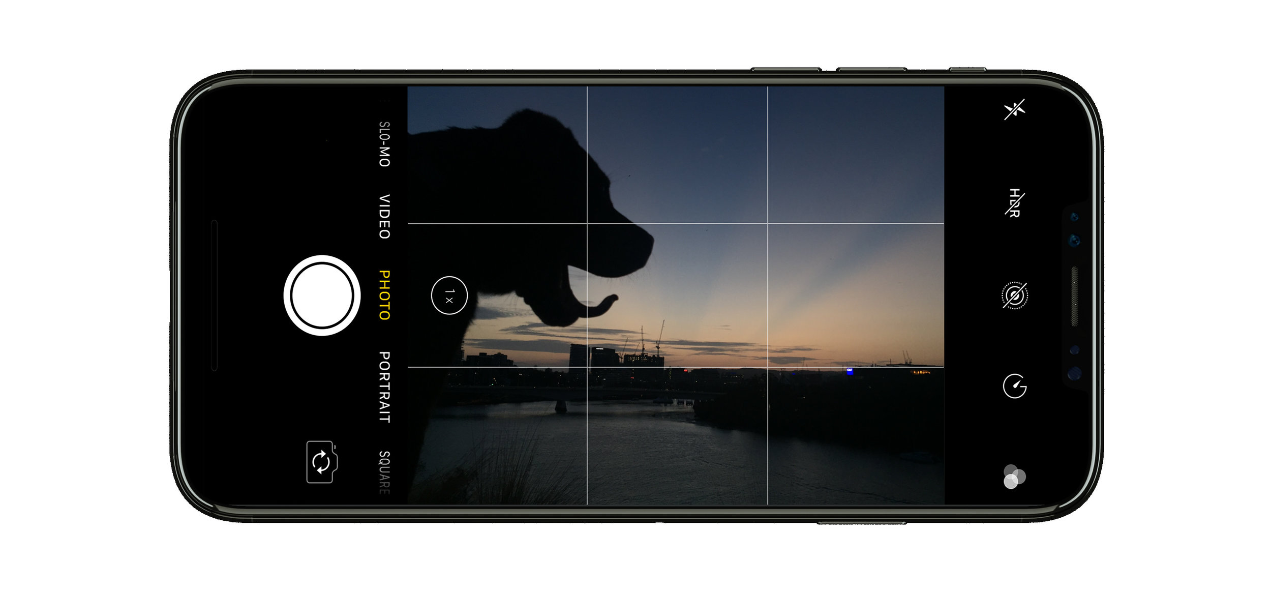 Example of a grid camera overlay on a smartphone screen