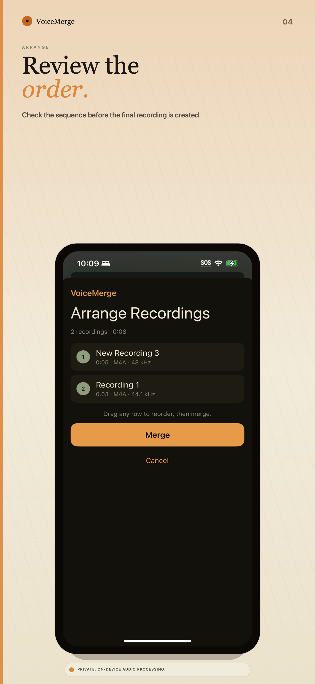 VoiceMerge export preview screenshot